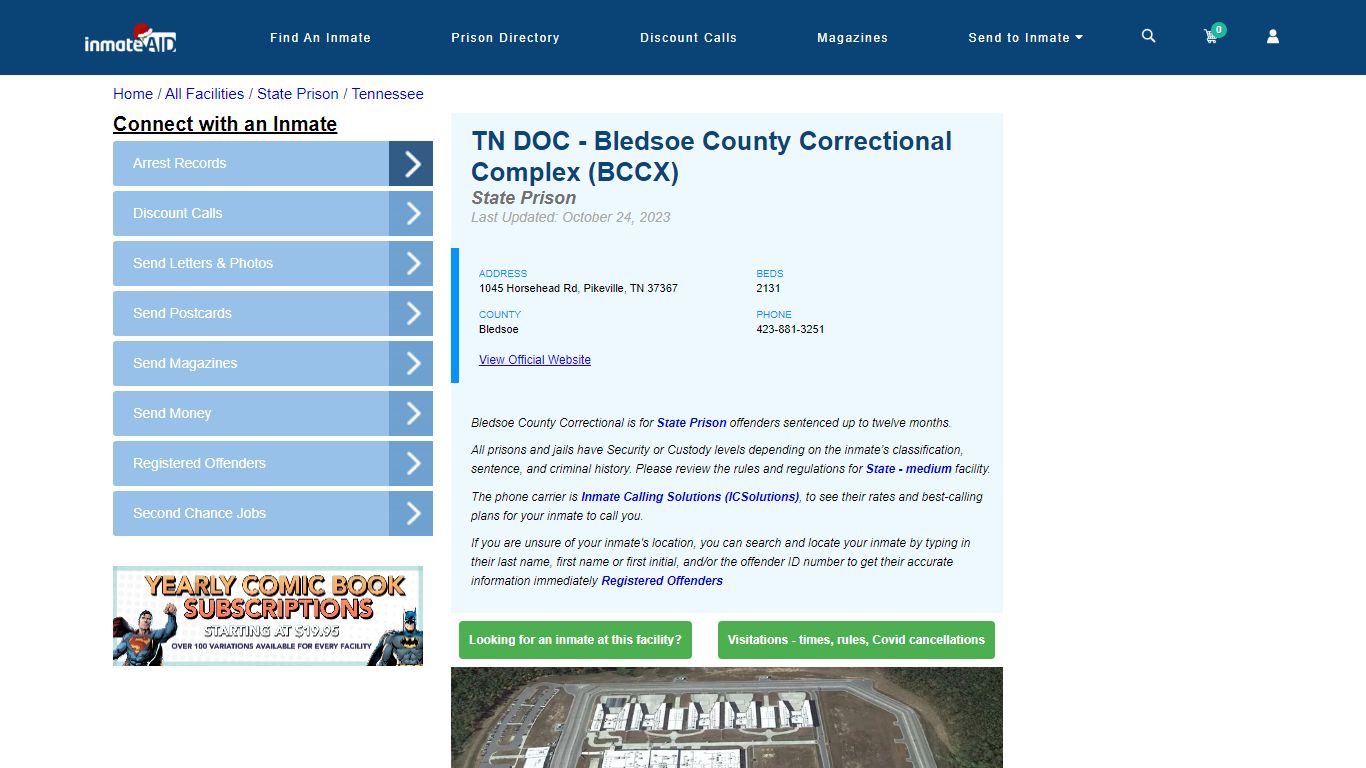 TN DOC - Bledsoe County Correctional Complex (BCCX) - InmateAid